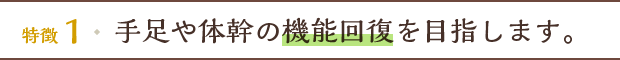 特徴1 手足や体感の機能回復を目指します。
